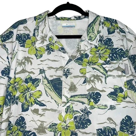 Fisherman Vacation Beachy Columbia PFG Trollers Best Sz L Shirt Swordfish Mahi - Picture 2 of 12
